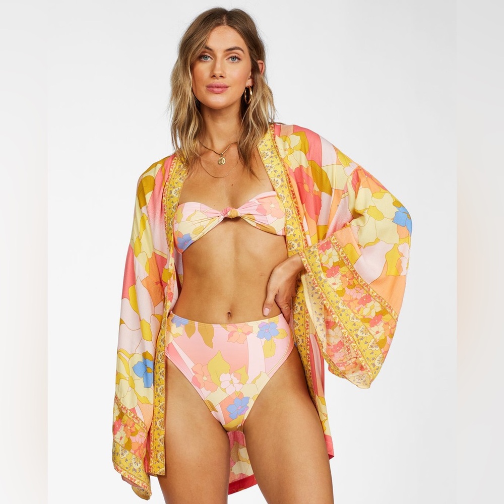 Billabong Multicolor Floral Kimono Beach Coverup